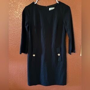 Eliza J Black With Gold Button A Line Dress Size 4 Petite